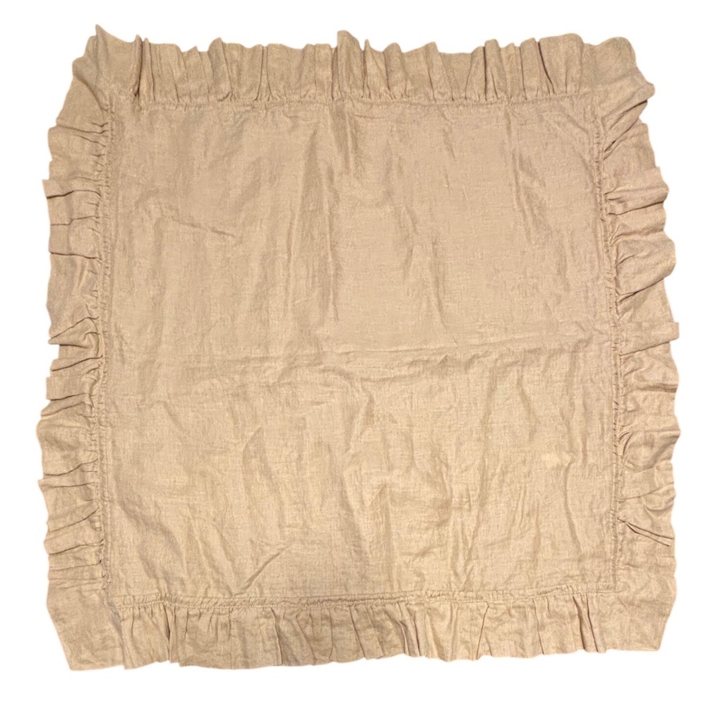 Pottery Barn Euro Sham 26x26 Natural Beige 100% Linen Ruffle Flange Pillow Cover